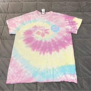santa cruz skateboarding pink blue tie dye t-shirt woman’s size small